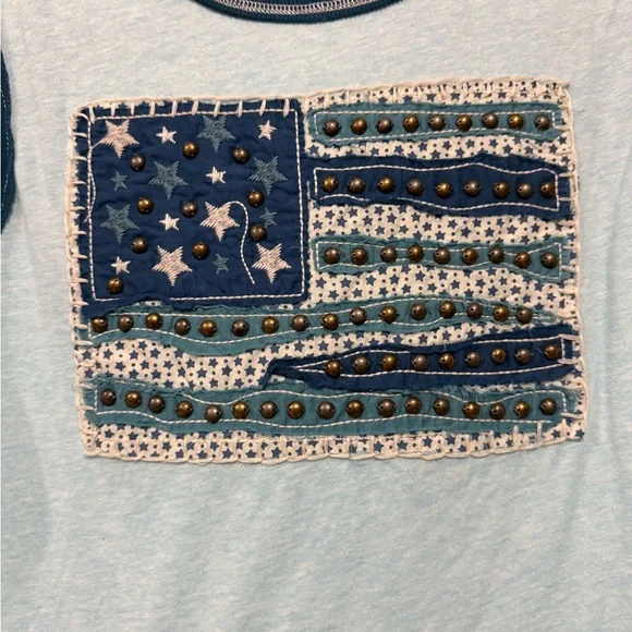 Double D Ranch Light Blue Long Sleeve Flag Tee - Picture 2 of 6